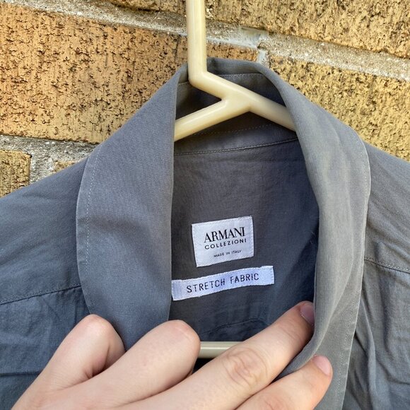 Lot of 2 Armani Dress Shirts Size 17 & 16.5 Blue and Gray - Picture 3 of 13